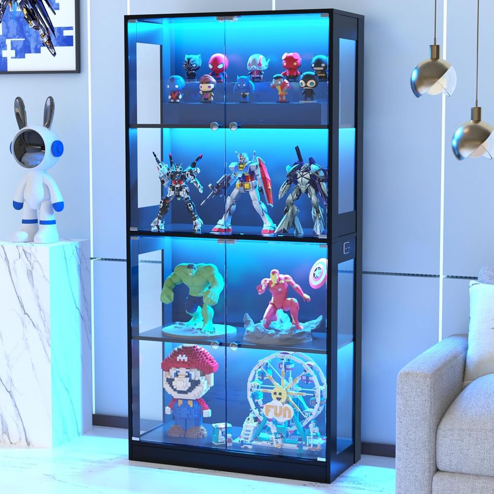 Storage & Organization - 65 Glass Door Display Cabinet, 4-Tier