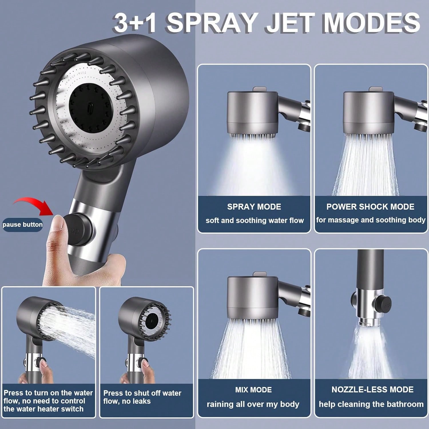 High-Pressure Handheld Shower  - огляд і ціна High Pressure Shower Head Handheld