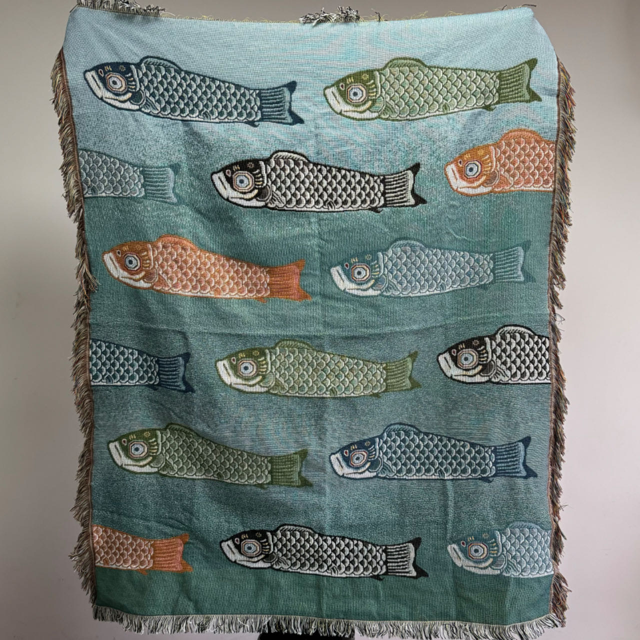 Koi Fish Jacquard Woven Throw  - огляд і ціна Boho Throw Blanket Fringe