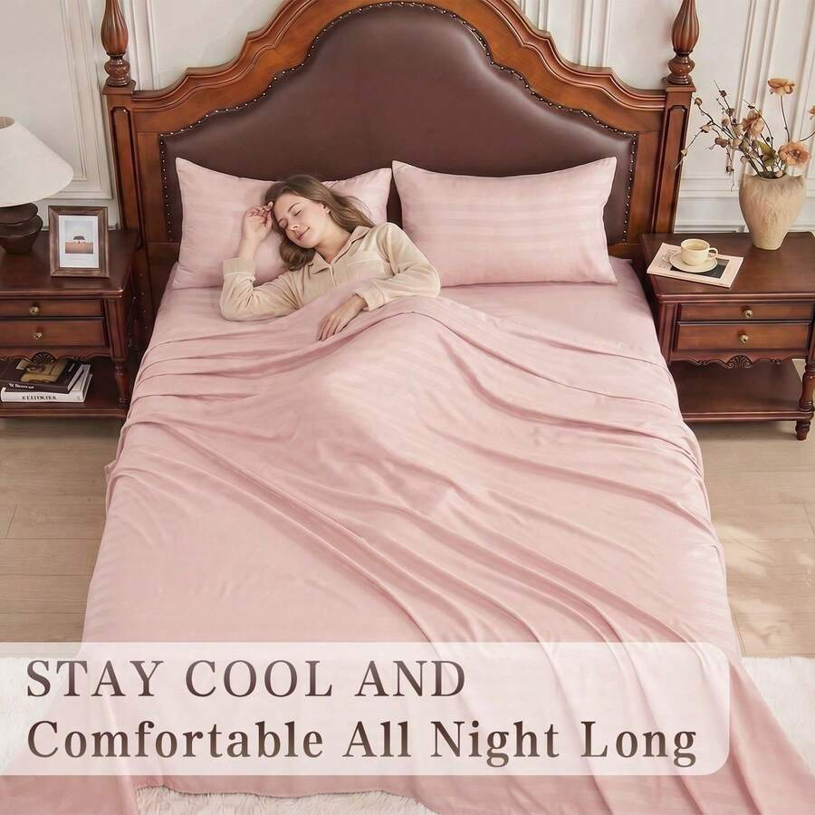 Striped Cooling Sheets Set Kin - огляд і ціна Fitted Bed Sheets Deep Pocket