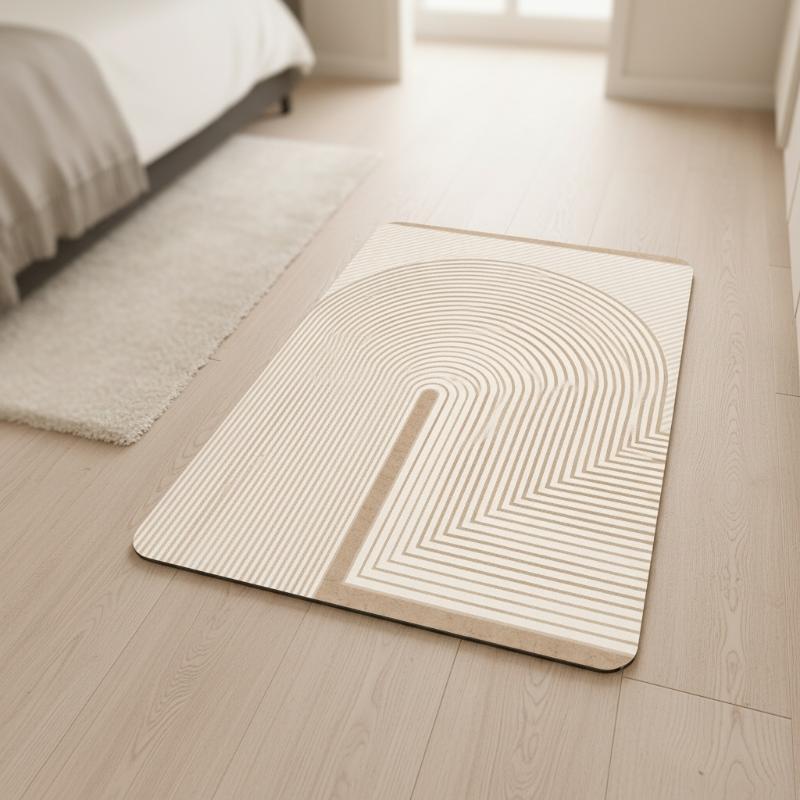 (Beige Striped Diatomite Bath  - огляд і ціна Quick Dry Diatomite Bath Mat