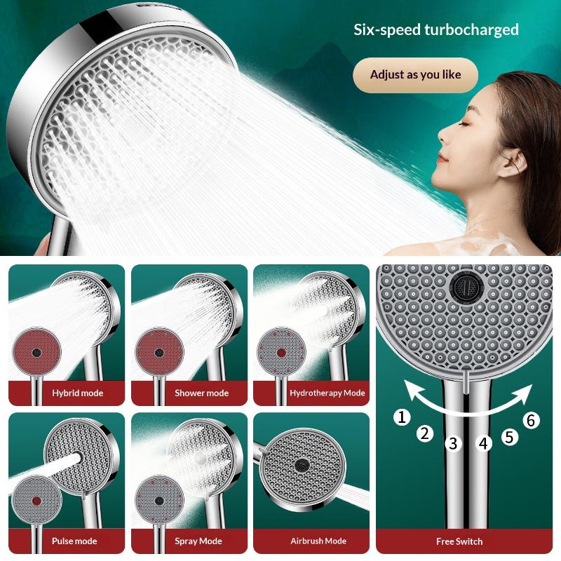New 6 Modes Adjustable Handhel - огляд і ціна High Pressure Shower Head Handheld