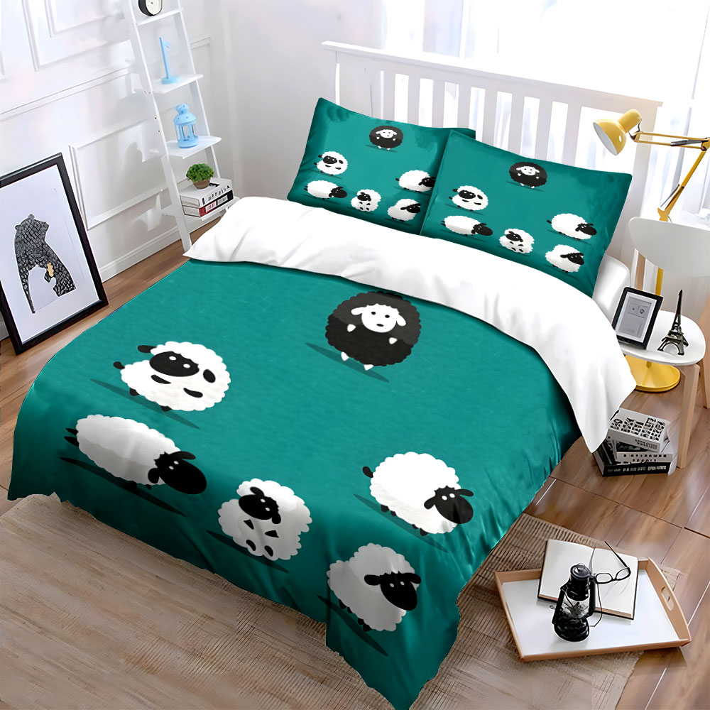 Cartoon sheep and a black one  - огляд і ціна Duvet Cover Sets With Zipper