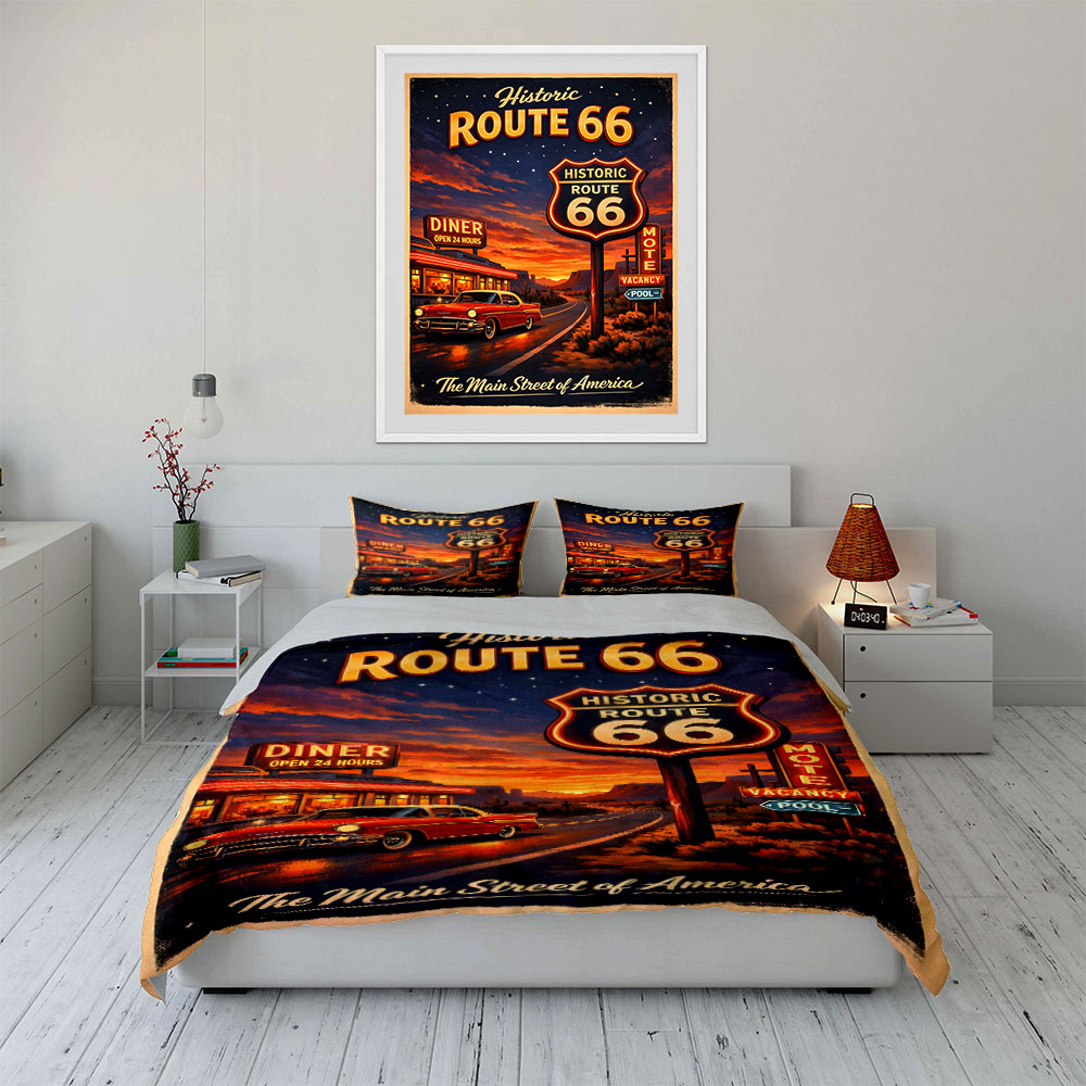 Nostalgic Night on Route 66 Pa - огляд і ціна Duvet Cover Sets With Zipper